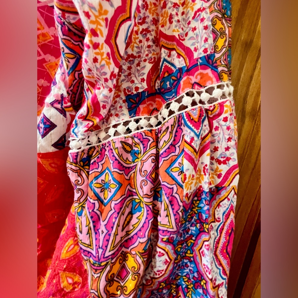 Ruby Rd. Vibrant Patchwork Blouse - Pink, Orange, Purple - Picture 9 of 12
